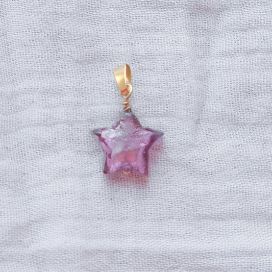 Murano Glass Star Pendant - Aubergine/Gold
