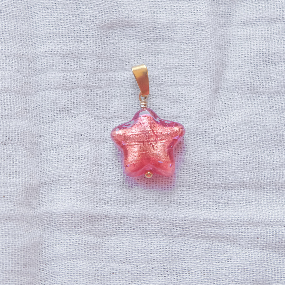 Murano Glass Star Pendant - Ruby/Gold