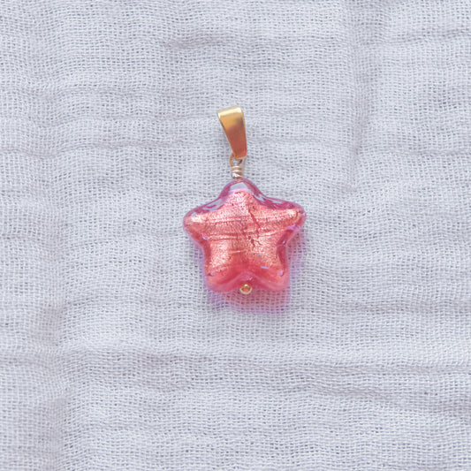 Murano Glass Star Pendant - Ruby/Gold