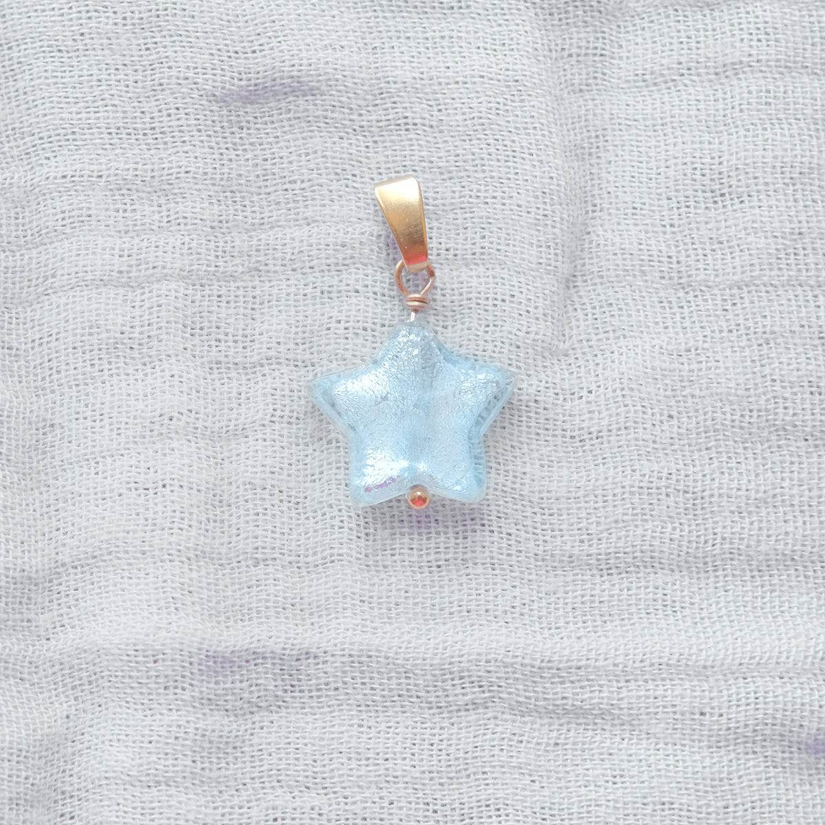 Murano Glass Star Pendant - Light Blue/Gold