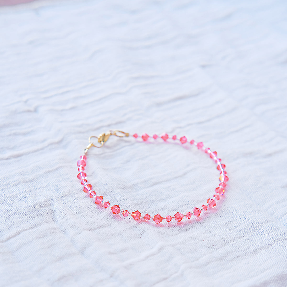 Coral Pink Swarovski Bracelet - Gold SSF