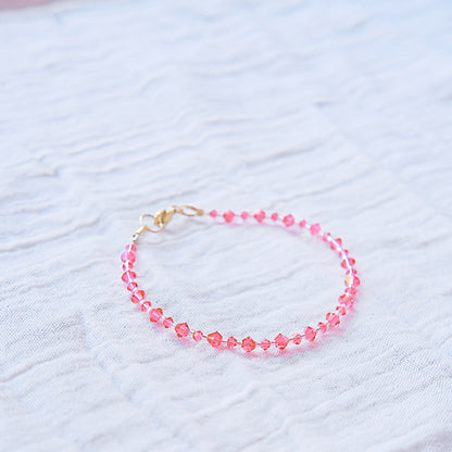 Coral Pink Swarovski Bracelet - Gold SSF