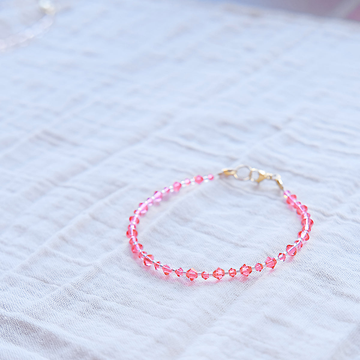Coral Pink Swarovski Bracelet - Gold SSF