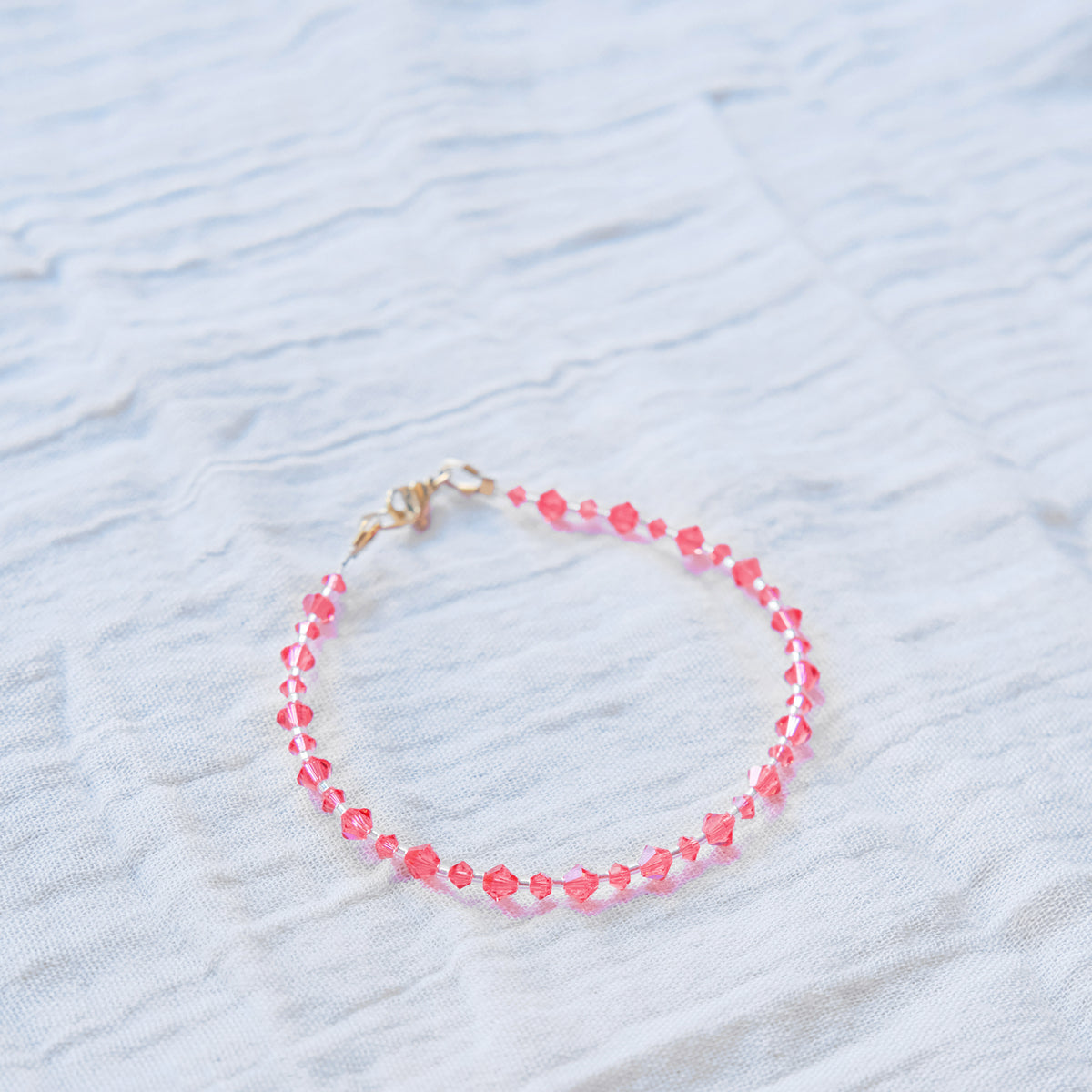 Coral Pink Swarovski Bracelet - Gold SSF