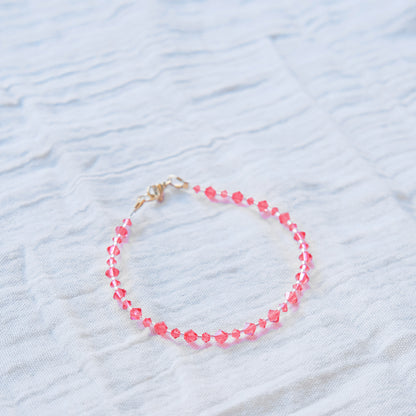 Coral Pink Swarovski Bracelet - Gold SSF