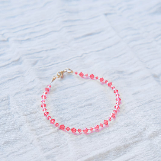 Coral Pink Swarovski Bracelet - Gold SSF