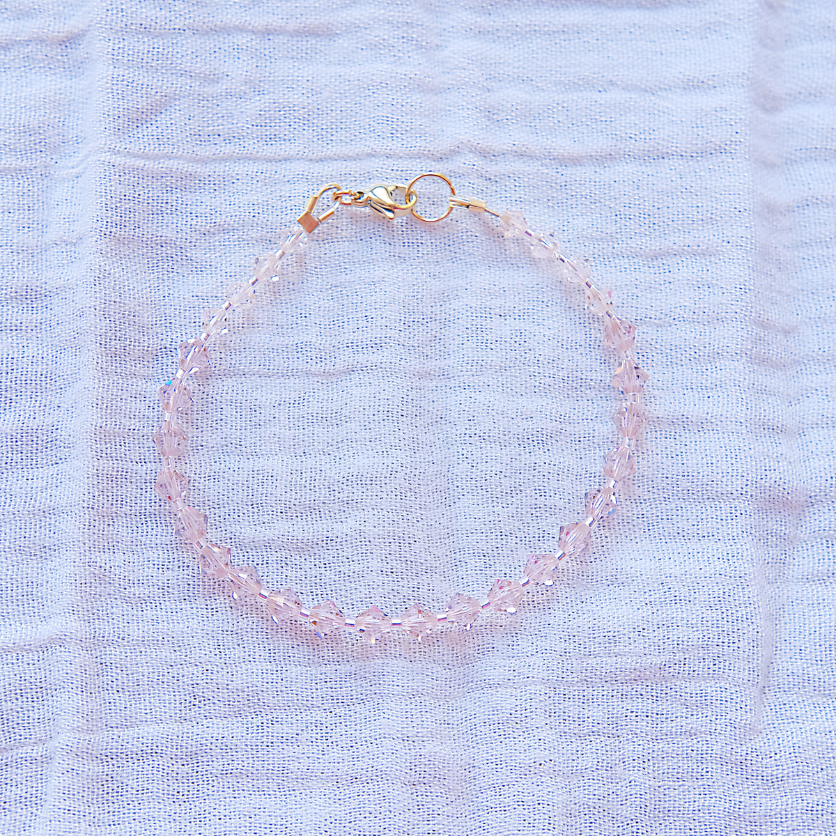 Pale Pink Swarovski Bracelet - Gold SSF