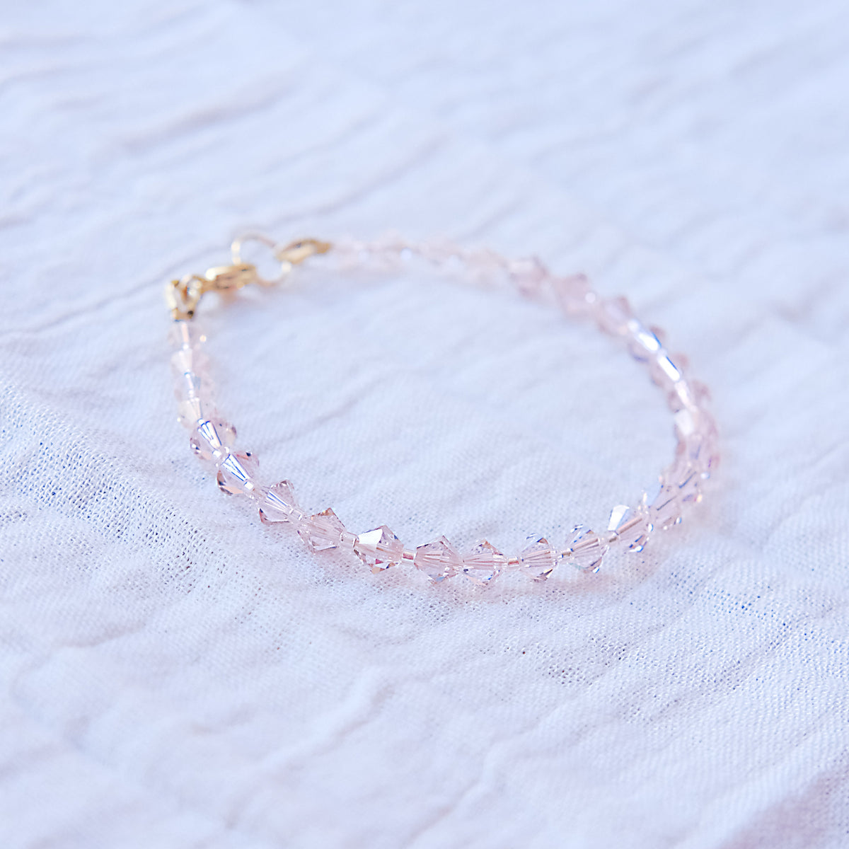 Pale Pink Swarovski Bracelet - Gold SSF