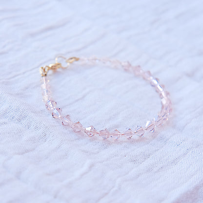 Pale Pink Swarovski Bracelet - Gold SSF