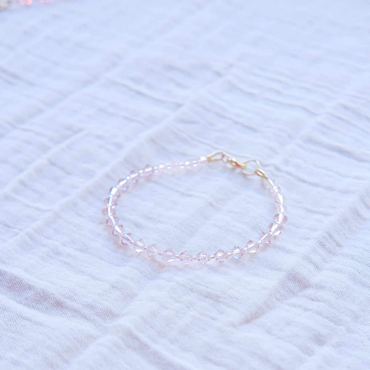 Pale Pink Swarovski Bracelet - Gold SSF