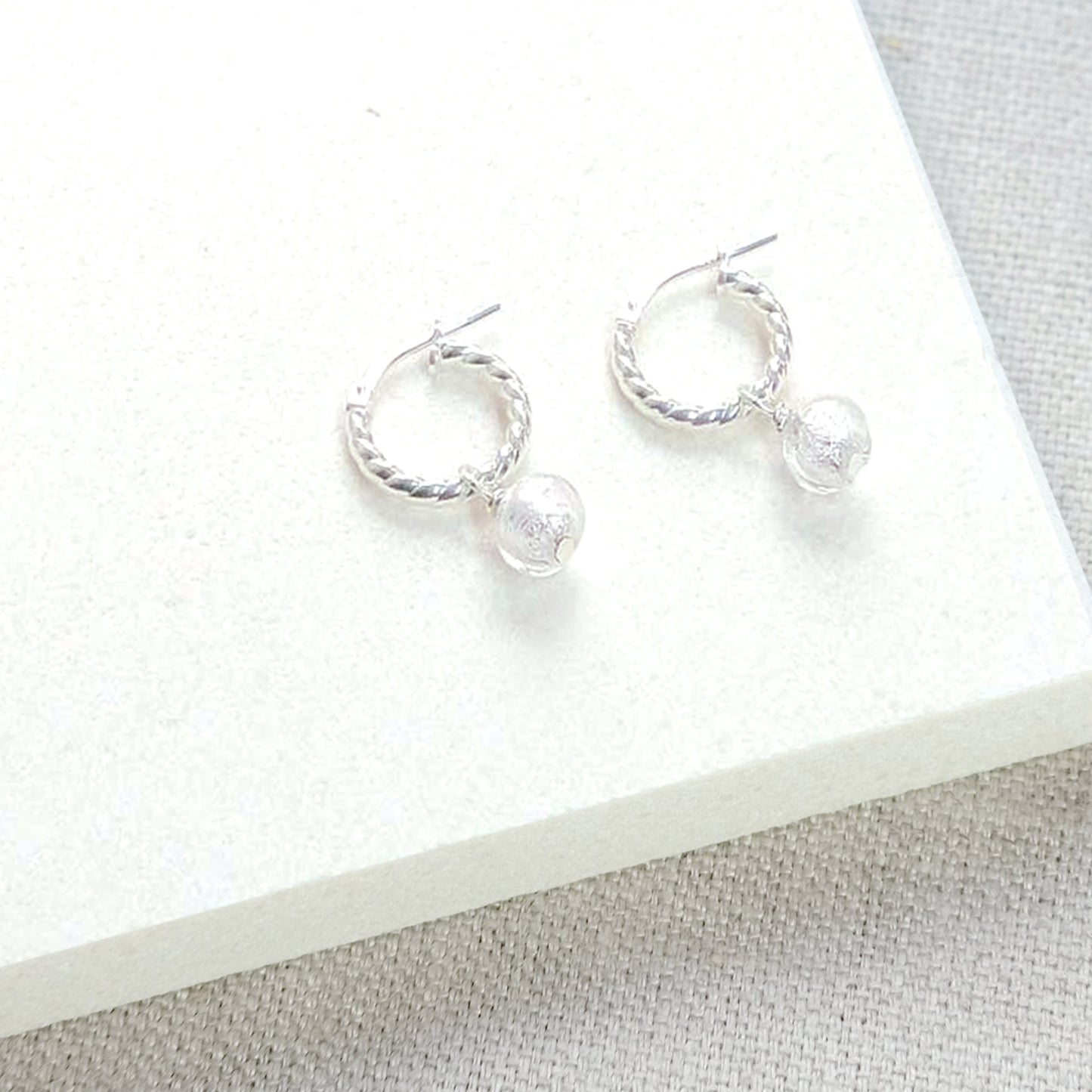 Rope Twist Hoops Earrings - Sterling Silver