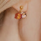 Felice Leopard Print Stud Earrings - Pink/Gold Vermeil