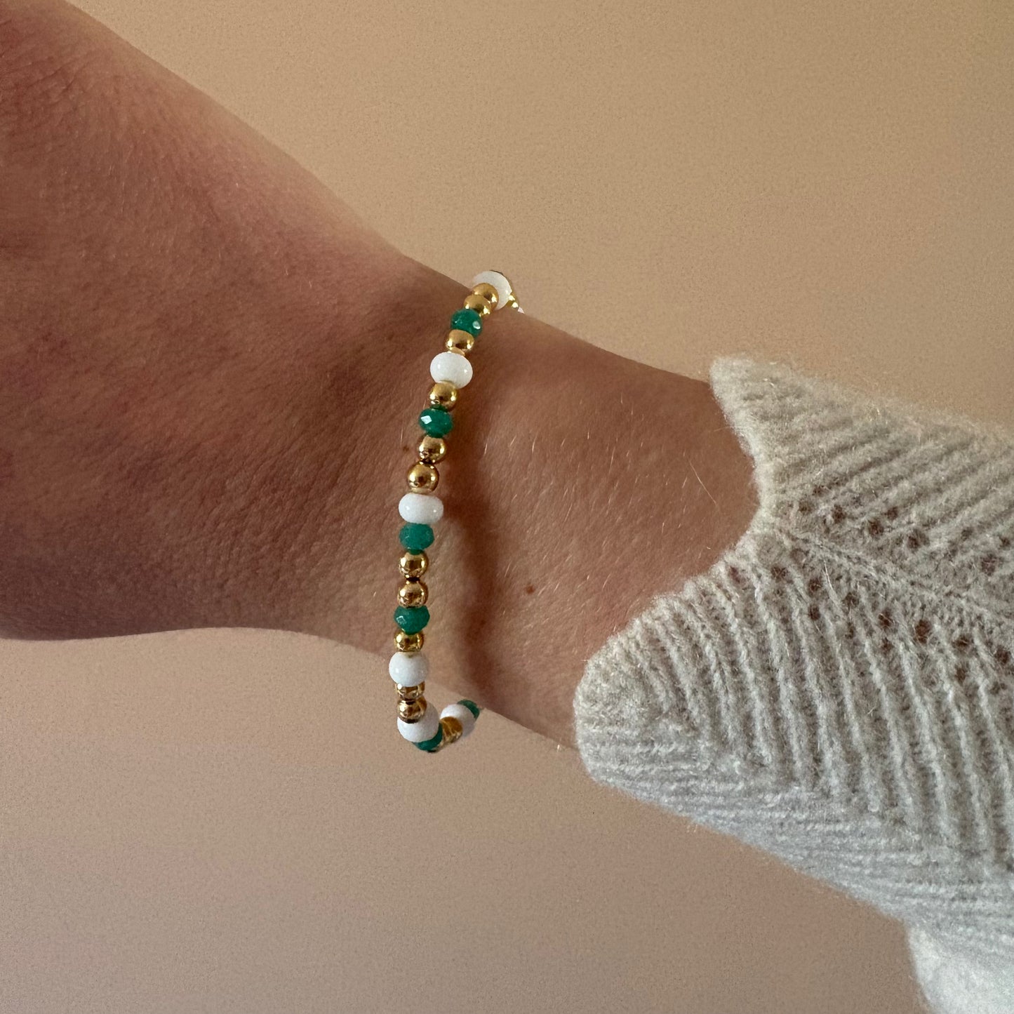 Green Gemstone Bracelet - Gold Plate