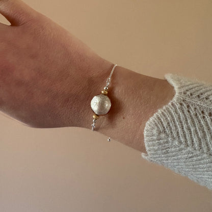 Pink Bead Slider Bracelet - Sterling Silver