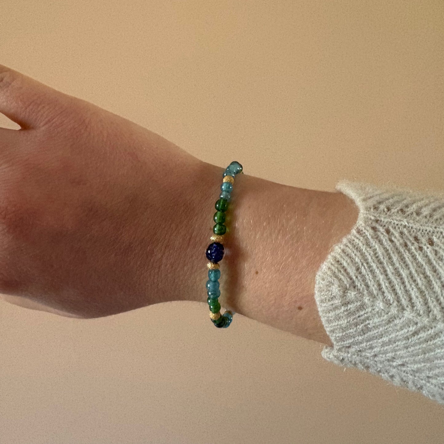 Blue and Green Bracelet - Gold Plated 1