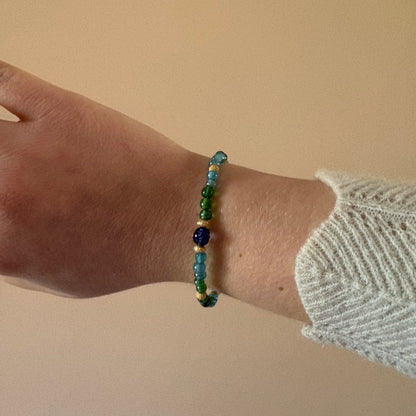 Blue and Green Bracelet - Gold Plated 1