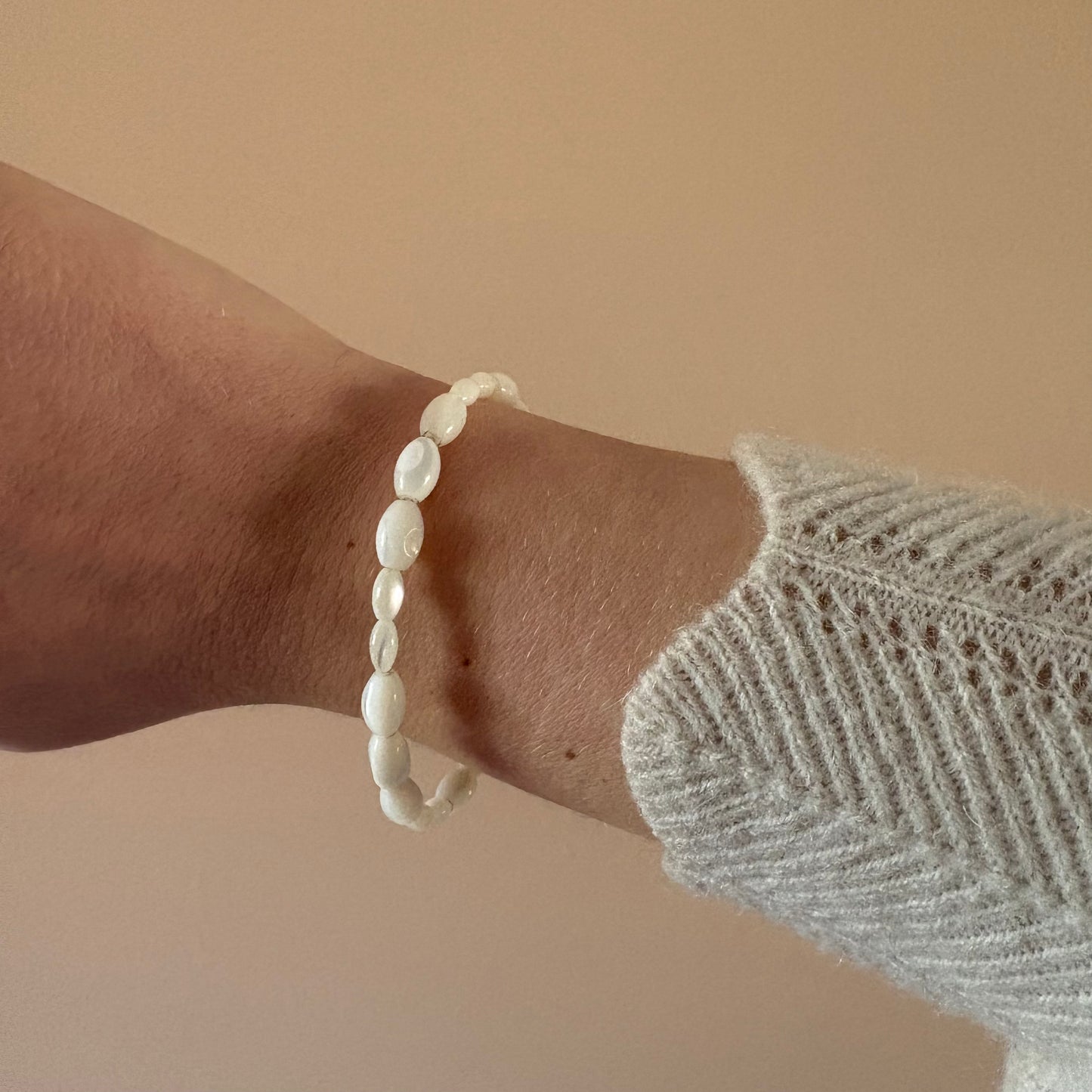 Mother of Pearl Beaded Bracelet - Sterling Silver 2