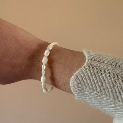 Mother of Pearl Beaded Bracelet - Sterling Silver 2