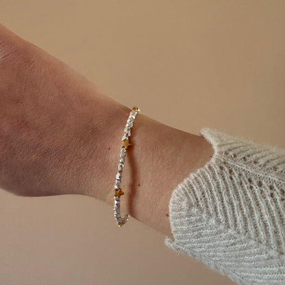Nugget Bead Star Bracelet - Sterling Silver and Gold Plate