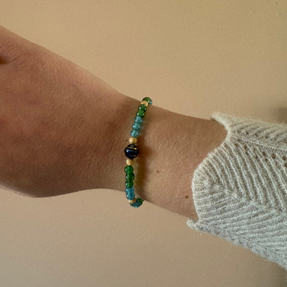 Blue and Green Bracelet - Gold Plated 2