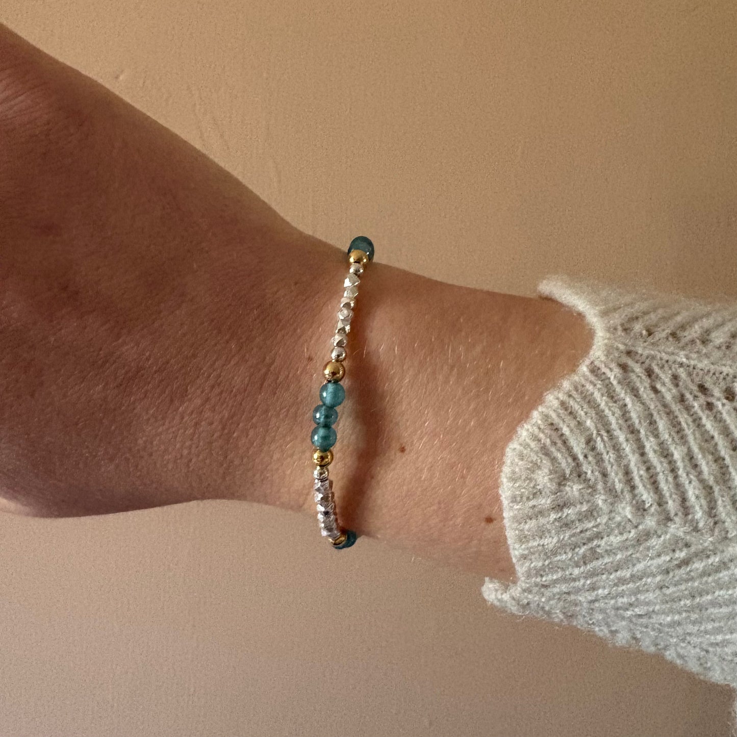 Beaded Bracelet - Blue, Silver and Gold