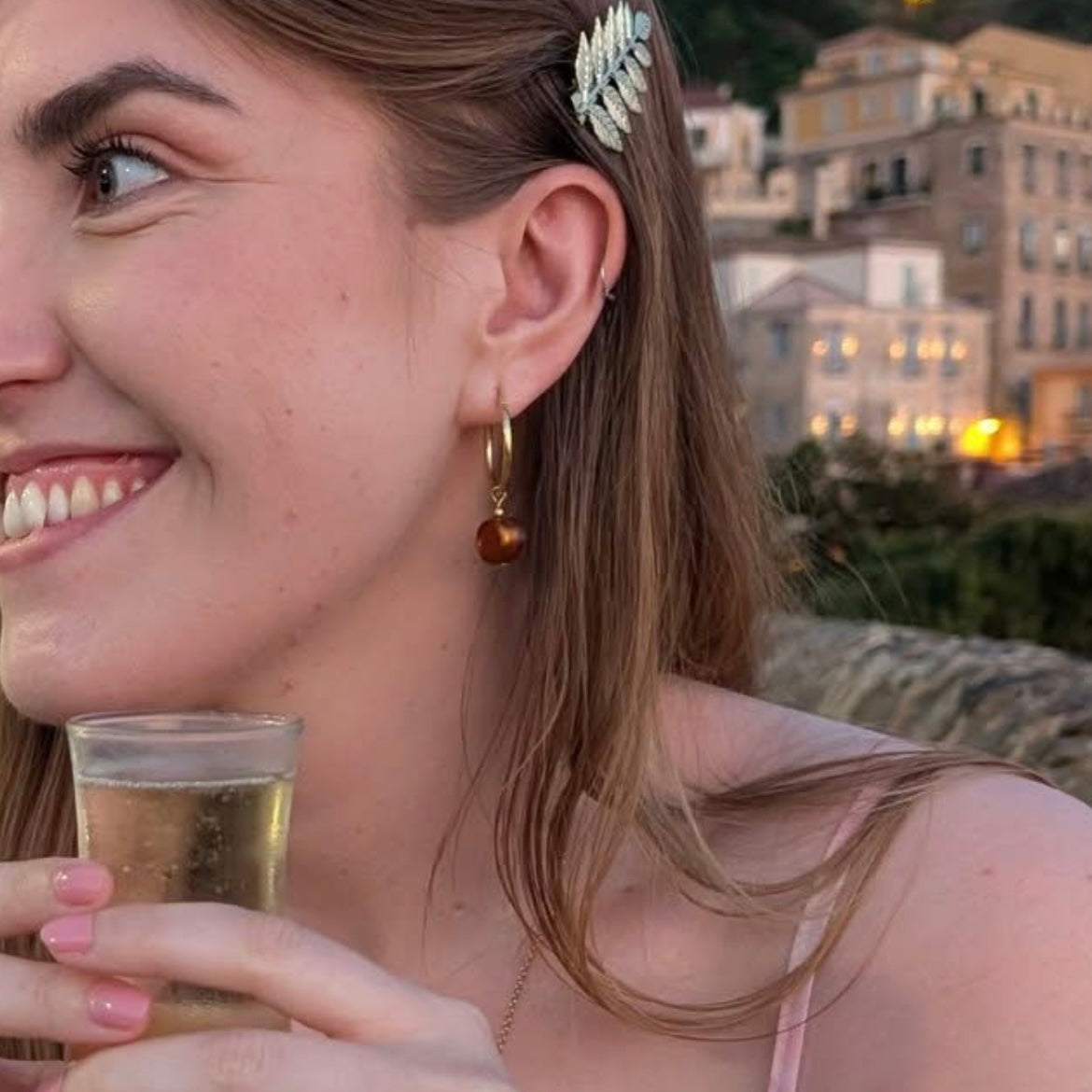 Sun Rock Hoop Earrings - Gold Plated