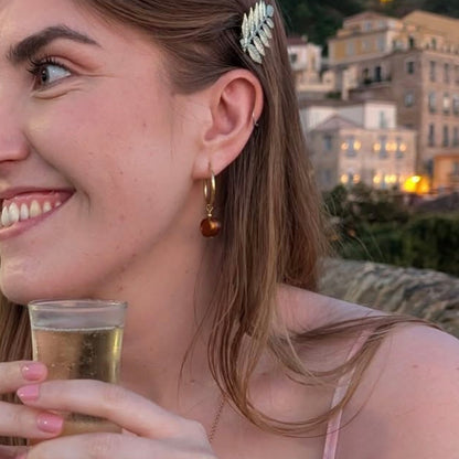 Sun Rock Hoop Earrings - Gold Plated