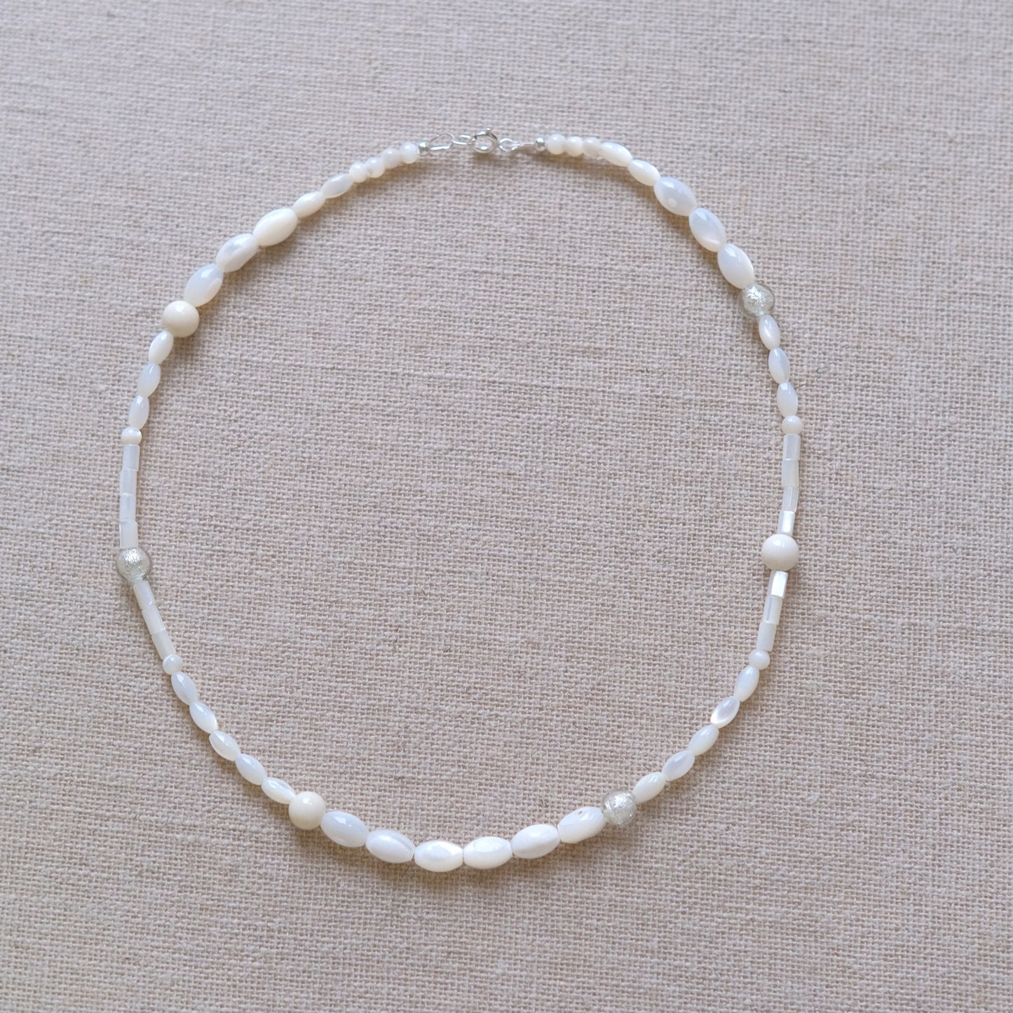 Mother Of Pearl Necklace 16 Inches - Sterling Silver