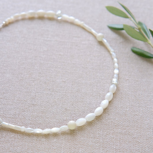 Mother Of Pearl Necklace 16 Inches - Sterling Silver