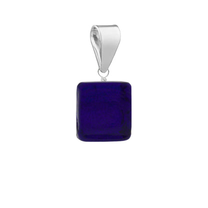 Murano Glass Pendant 6mm Cube - Cobalt Blue/Sterling Silver