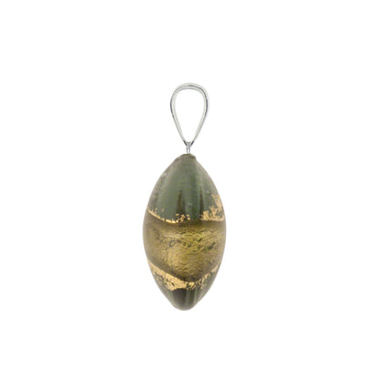 Murano Glass Pendant 14mm Lentil - Olive Stripe/Sterling Silver