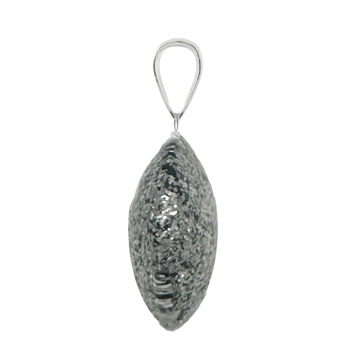 Murano Glass Pendant 14mm Lentil - Black Speckle/Sterling Silver
