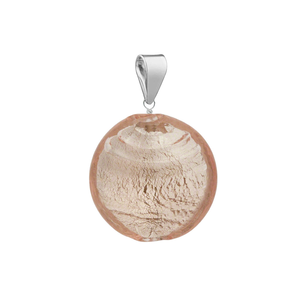 Murano Glass Pendant 14mm Lentil - Pale Pink/Sterling Silver