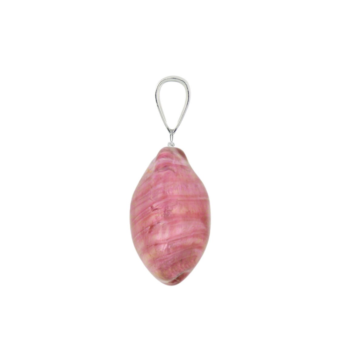 Murano Glass Pendant 14mm Lentil - Pink/Sterling Silver