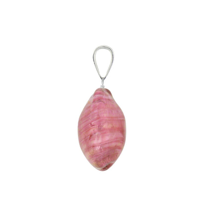 Murano Glass Pendant 14mm Lentil - Pink/Sterling Silver