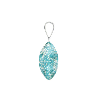 Murano Glass Pendant 14mm Lentil - Teal Speckle/Sterling Silver