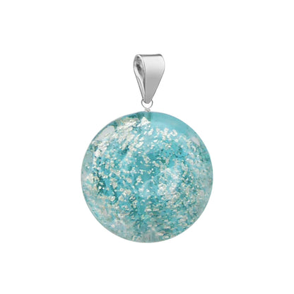 Murano Glass Pendant 14mm Lentil - Teal Speckle/Sterling Silver