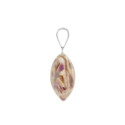 Murano Glass Pendant 14mm Lentil - Violet Marbled/Sterling Silver