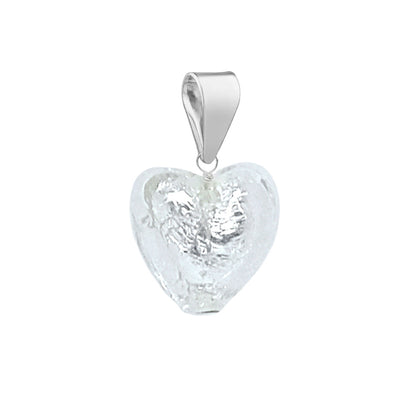 Murano Glass Pendant 10mm Heart - Sterling Silver