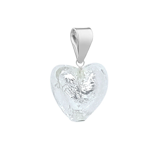 Murano Glass Pendant 10mm Heart - Sterling Silver