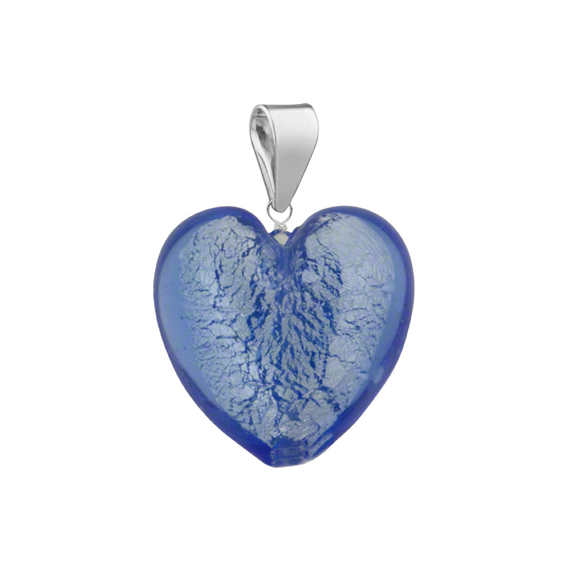 Murano Glass Pendant 14mm Heart - Cornflower Blue/Sterling Silver
