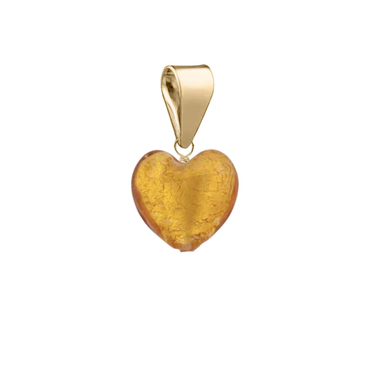 Murano Glass Pendant 8mm Heart - Topaz/Gold Vermeil