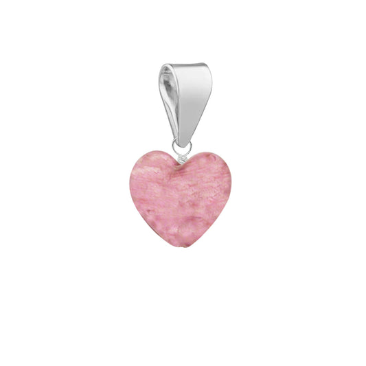 Murano Glass Pendant 8mm Heart - Pale Pink/Sterling Silver