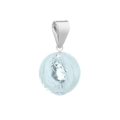 Murano Glass Pendant 10mm Round - Aquamarine Blue/Sterling Silver