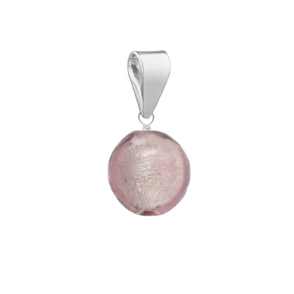 Murano Glass Pendant 8mm Round - Pale Purple/Sterling Silver