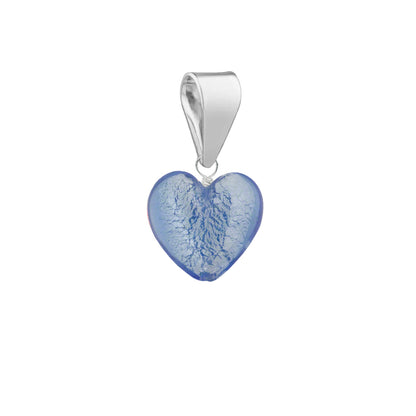Murano Glass Pendant 10mm Heart - Cornflower Blue/Sterling Silver