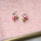 Amarena Cherry Stud Earrings - Pink/Green/Sterling Silver