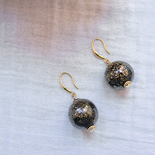 Blown Murano Glass Hook Drop Earrings - Gold