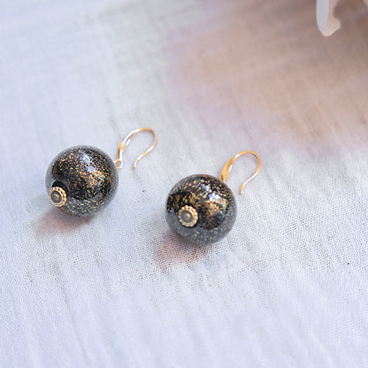 Blown Murano Glass Hook Drop Earrings - Gold