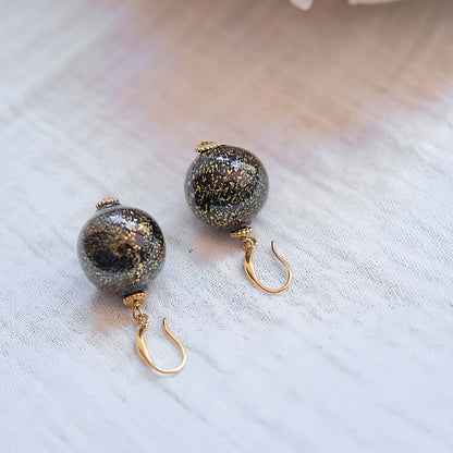 Blown Murano Glass Hook Drop Earrings - Gold